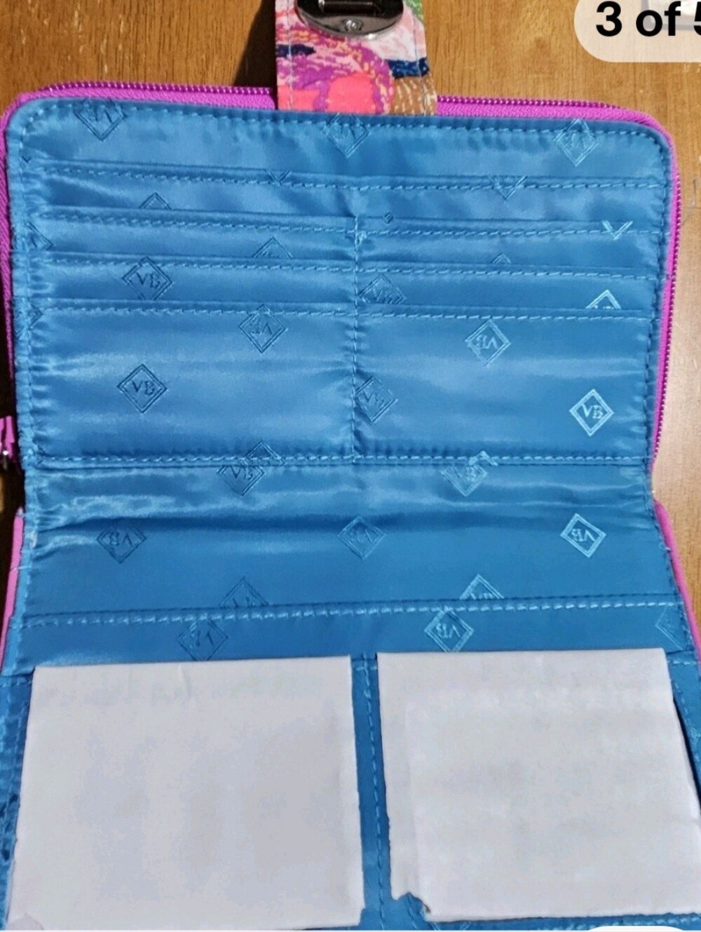 Vera Bradley "Superbloom" Quilted Turnlock Floral Wallet in Pink, Blue, Green - Picture 3 of 5